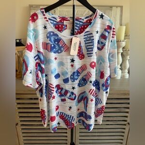 Allison Daley Patriotic Flip-Flop Print Top